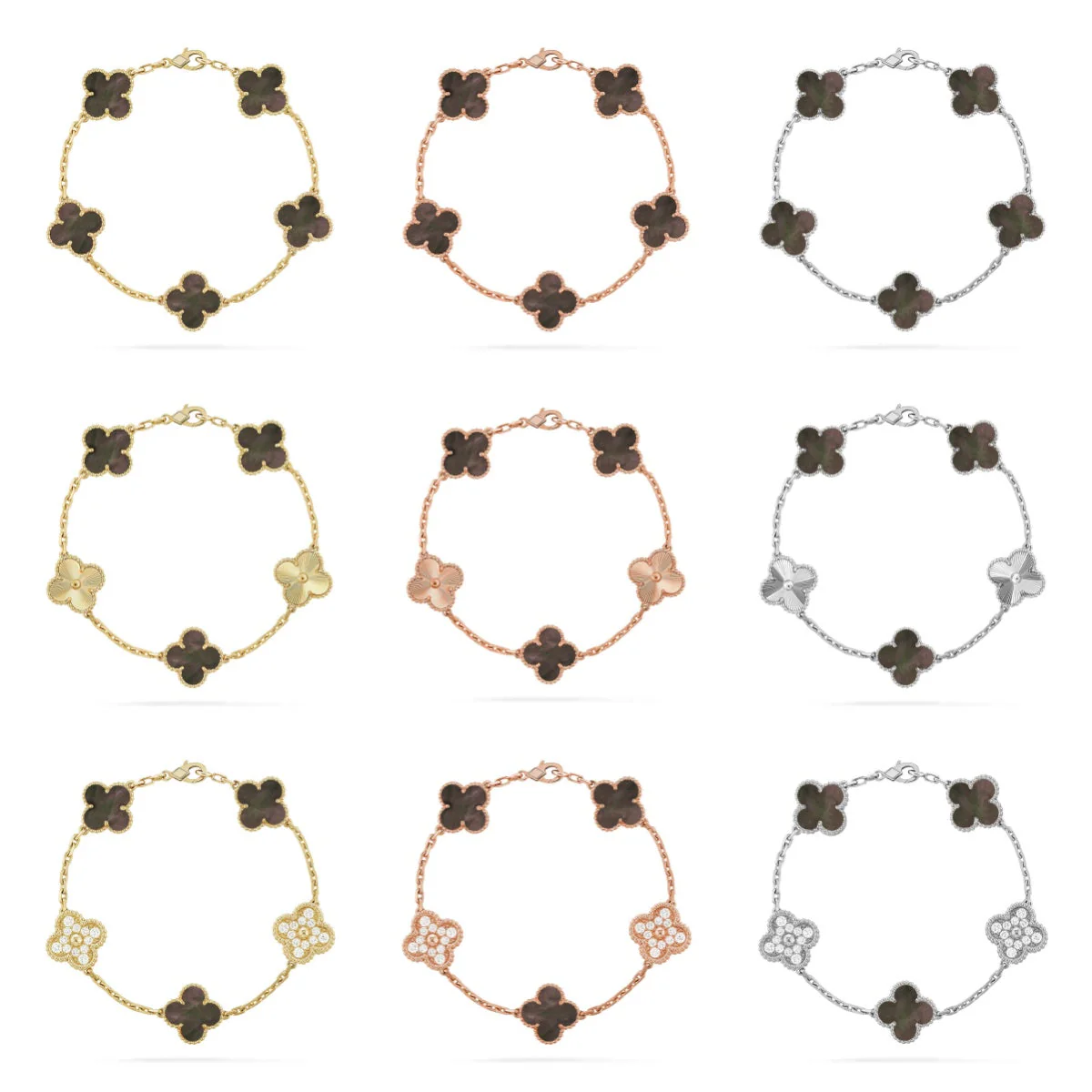 [⭐Corinne] CLOVER 5 MOTIF GRAY MOP BRACELET COLLECTION