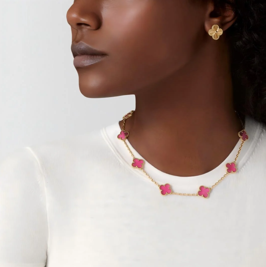 [⭐Corinne]CLOVER 10 MOTIFS  NEW BUBBLE PINK ENAMEL