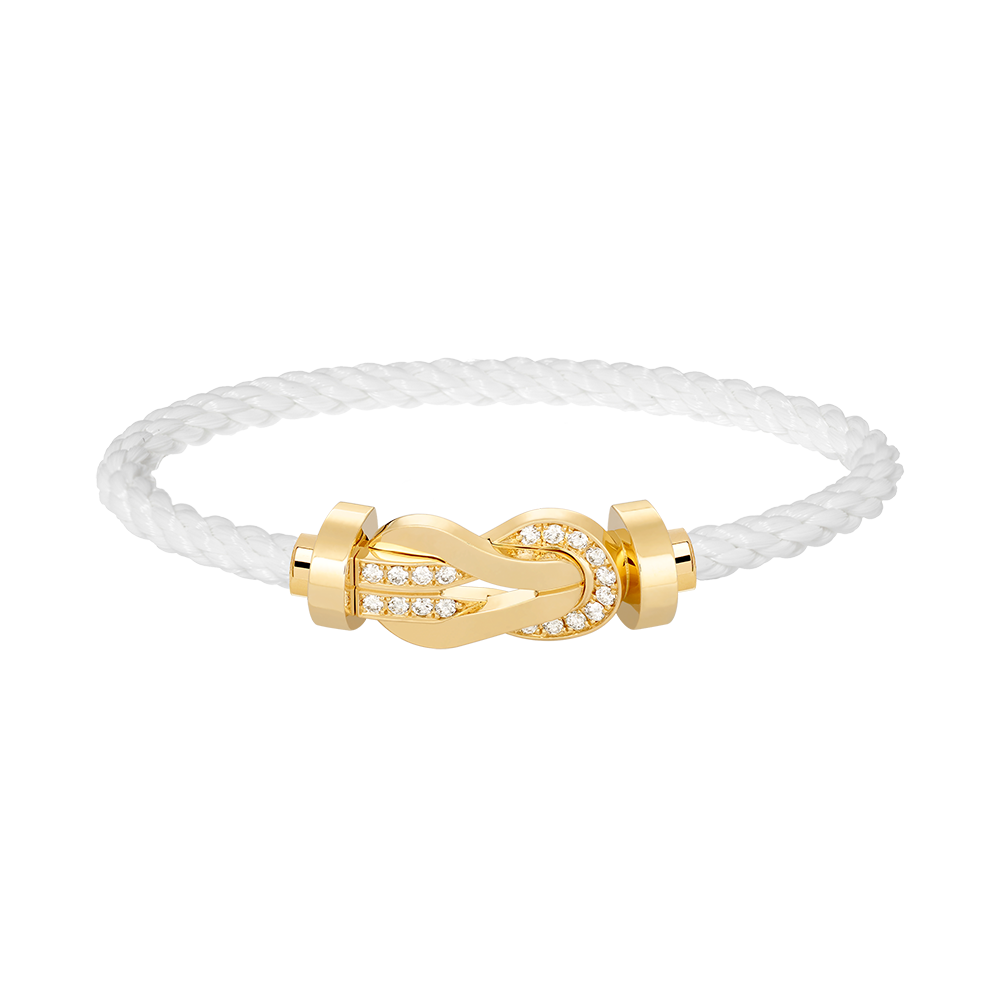 [⭐Corinne]CHANCE LARGE 8 FIGURE BUCKLE HALF DIAMOND BRACELET GOLD