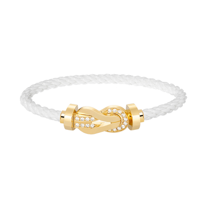 [⭐Corinne]CHANCE LARGE 8 FIGURE BUCKLE HALF DIAMOND BRACELET GOLD