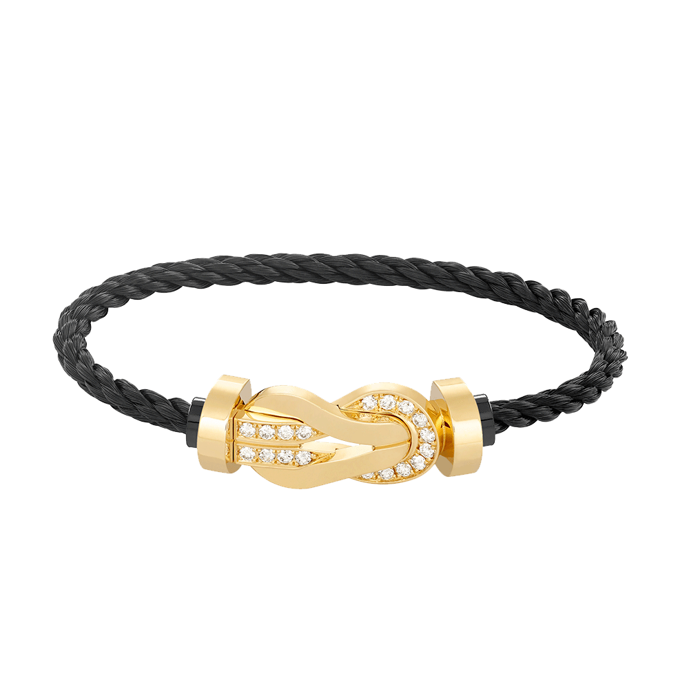 [⭐Corinne]CHANCE LARGE 8 FIGURE BUCKLE HALF DIAMOND BRACELET GOLD
