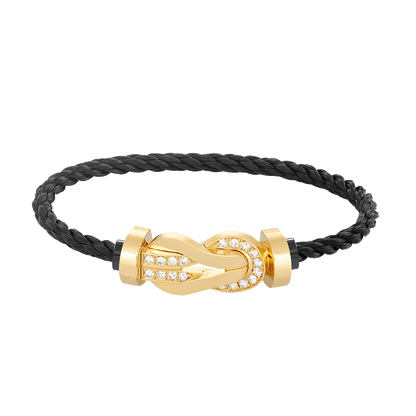 [⭐Corinne]CHANCE LARGE 8 FIGURE BUCKLE HALF DIAMOND BRACELET GOLD