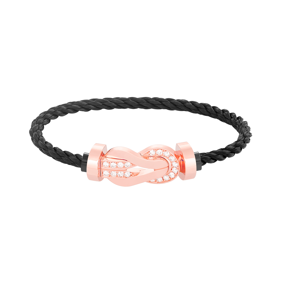 [⭐Corinne]CHANCE LARGE 8 FIGURE BUCKLE HALF DIAMOND BRACELET ROSE GOLD