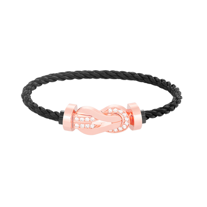 [⭐Corinne]CHANCE LARGE 8 FIGURE BUCKLE HALF DIAMOND BRACELET ROSE GOLD