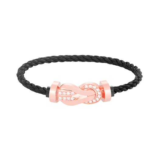[⭐Corinne]CHANCE LARGE 8 FIGURE BUCKLE HALF DIAMOND BRACELET ROSE GOLD