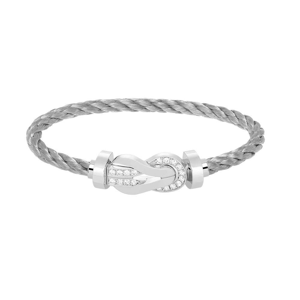 [⭐Corinne]CHANCE LARGE 8 FIGURE BUCKLE HALF DIAMOND BRACELET SILVER
