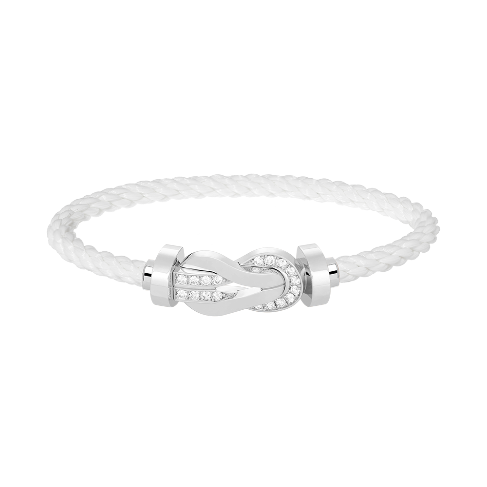 [⭐Corinne]CHANCE LARGE 8 FIGURE BUCKLE HALF DIAMOND BRACELET SILVER