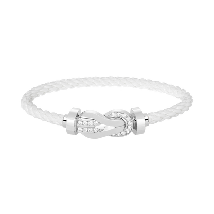 [⭐Corinne]CHANCE LARGE 8 FIGURE BUCKLE HALF DIAMOND BRACELET SILVER