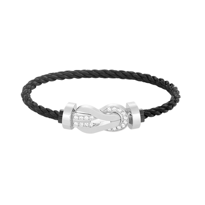 [⭐Corinne]CHANCE LARGE 8 FIGURE BUCKLE HALF DIAMOND BRACELET SILVER