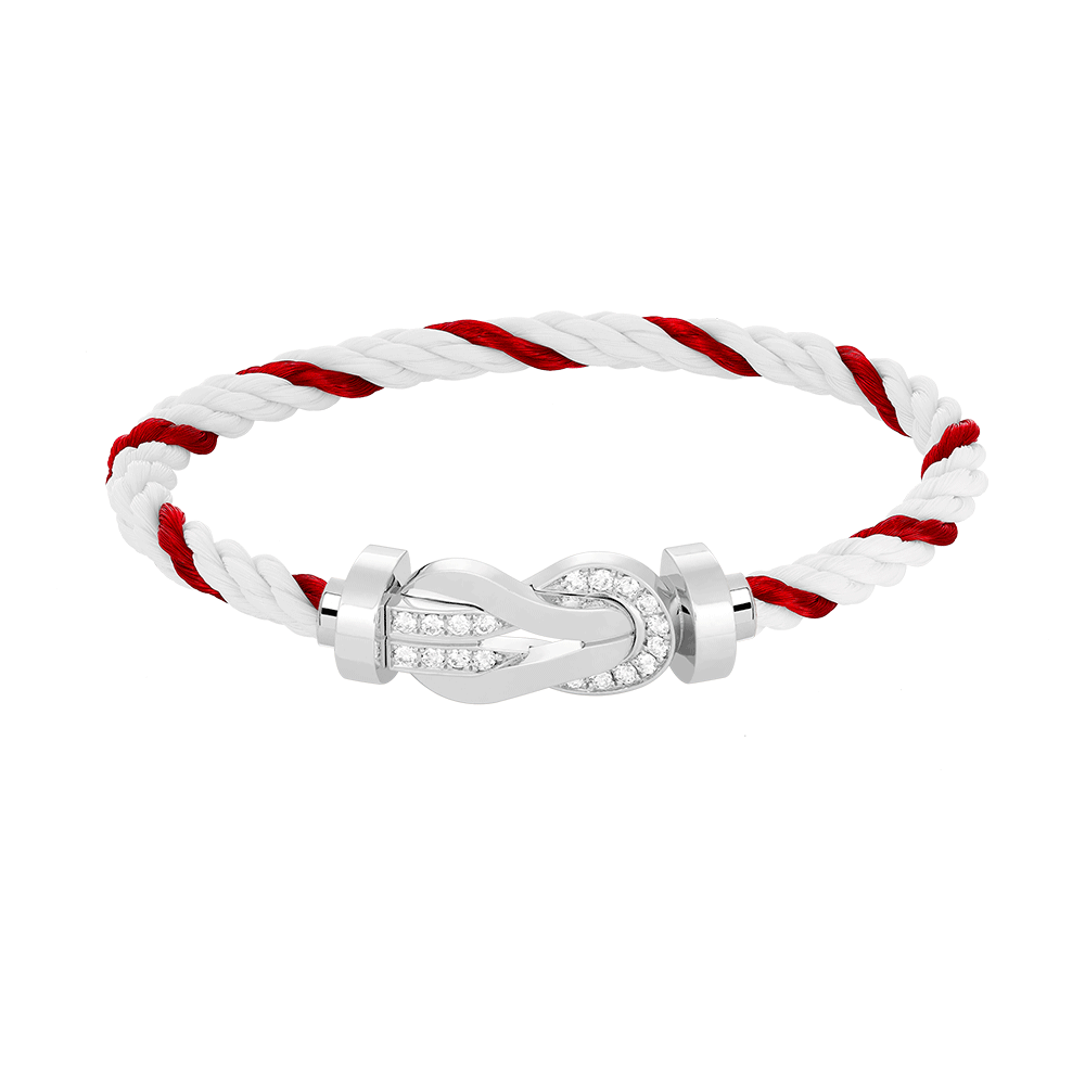 [⭐Corinne]CHANCE LARGE 8 FIGURE BUCKLE HALF DIAMOND BRACELET SILVER