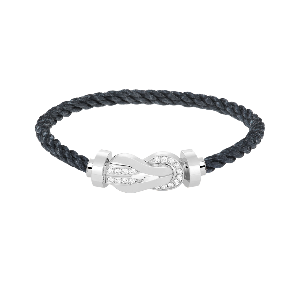 [⭐Corinne]CHANCE LARGE 8 FIGURE BUCKLE HALF DIAMOND BRACELET SILVER