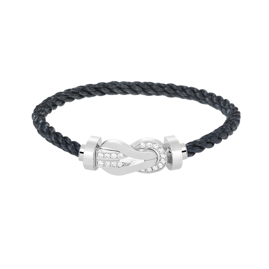 [⭐Corinne]CHANCE LARGE 8 FIGURE BUCKLE HALF DIAMOND BRACELET SILVER