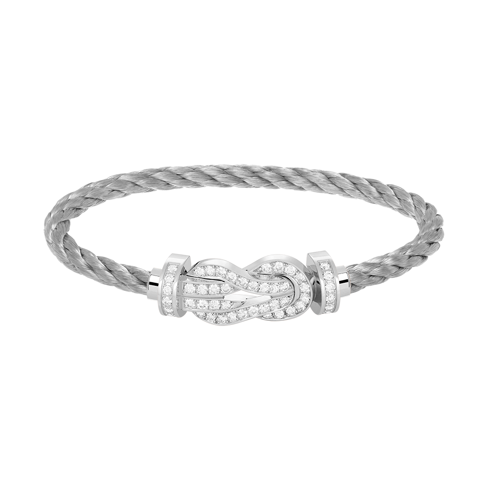 [⭐Corinne]CHANCE LARGE 8 FIGURE BUCKLE FULL DIAMOND BRACELET SILVER