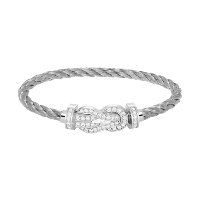 [⭐Corinne]CHANCE LARGE 8 FIGURE BUCKLE FULL DIAMOND BRACELET SILVER