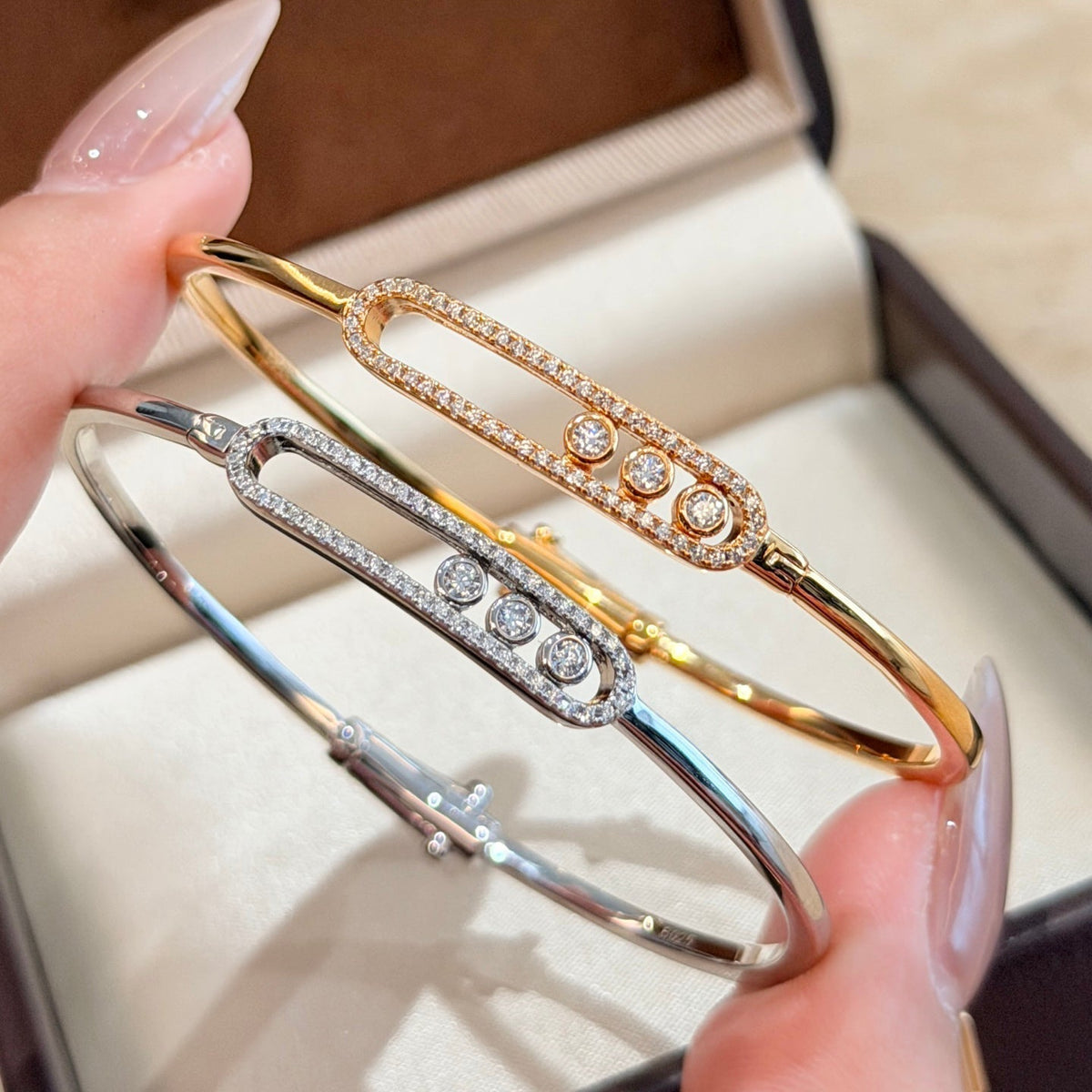 [⭐Corinne]Move Pavé Diamond Bangle Bracelet M