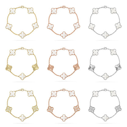 [⭐Corinne]CLOVER WHITE PEARL MOP 5 MOTIF BRACELET COLLECTION