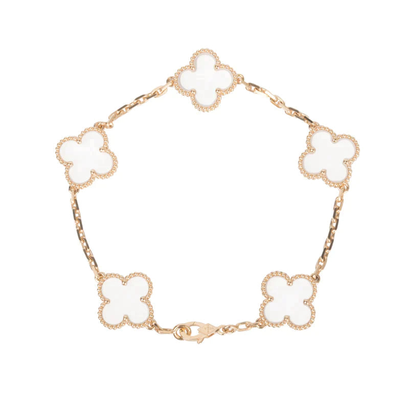 [⭐Corinne]CLOVER 5 MOTIF ROCK CRYSTAL BRACELET