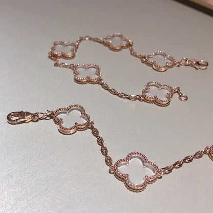 [⭐Corinne]CLOVER 5 MOTIF ROCK CRYSTAL BRACELET