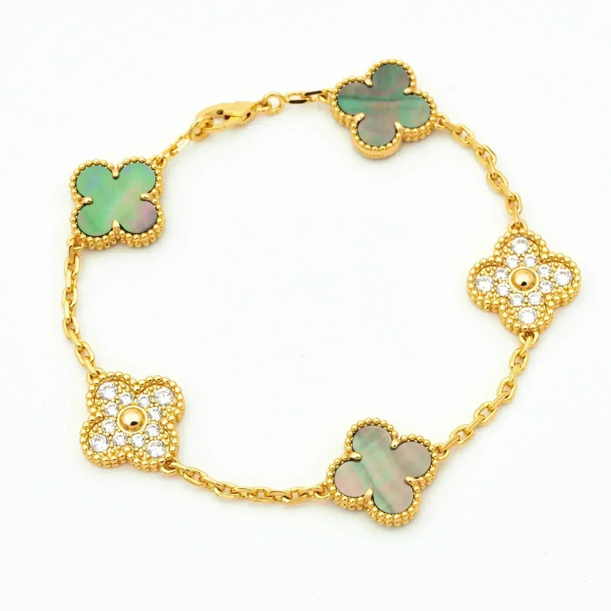 [⭐Corinne] CLOVER 5 MOTIF GRAY MOP BRACELET COLLECTION