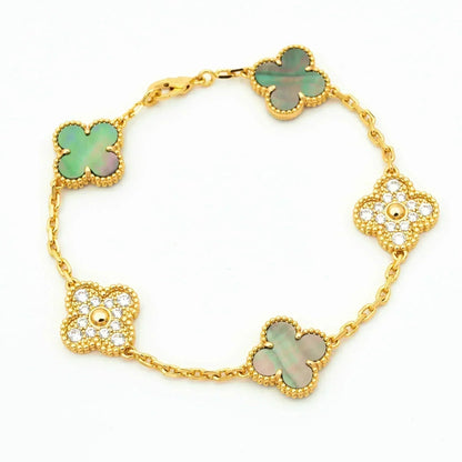 [⭐Corinne] CLOVER 5 MOTIF GRAY MOP BRACELET COLLECTION