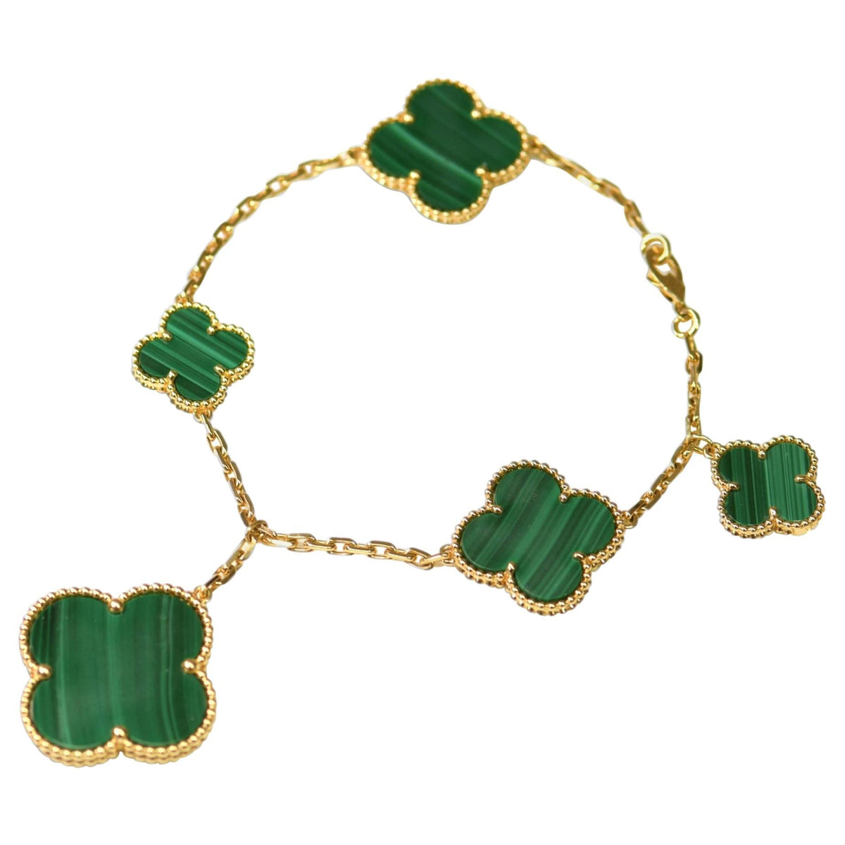 [⭐Corinne]MAGIC CLOVER MALACHITE GOLD BRACELET 5 MOTIFS