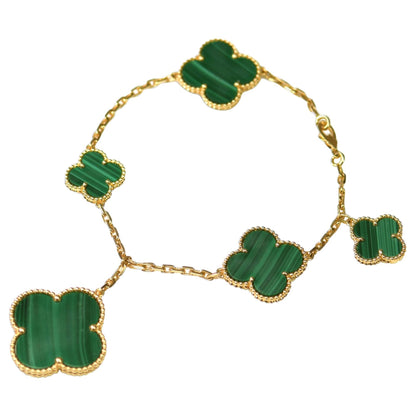 [⭐Corinne]MAGIC CLOVER MALACHITE GOLD BRACELET 5 MOTIFS