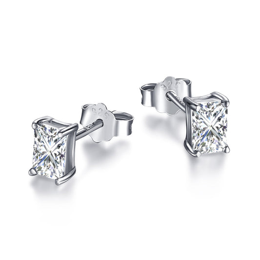 [⭐Corinne Jewelry]Stylish Shiny Rectangular Center Stone Stud Earrings
