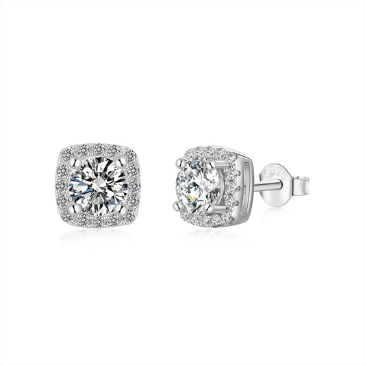 [⭐Corinne Jewelry]Classic Round Center Stone Stud Earrings