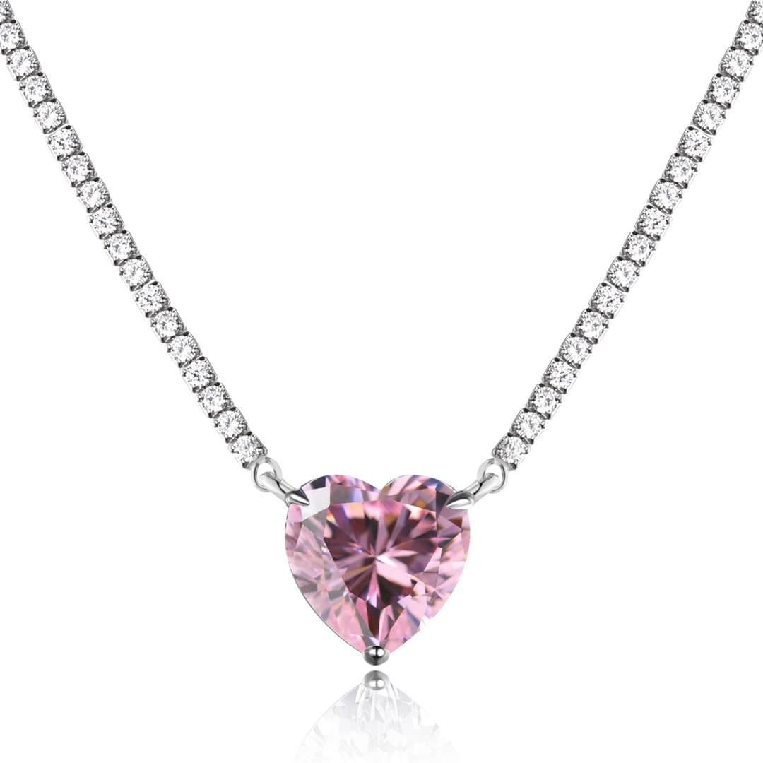 [⭐Corinne Jewelry]8.0 Carat Versatile Colorful Sweet Heart-Shaped Tennis Necklace