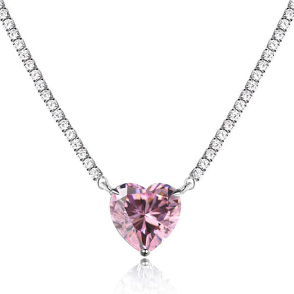 [⭐Corinne Jewelry]8.0 Carat Versatile Colorful Sweet Heart-Shaped Tennis Necklace
