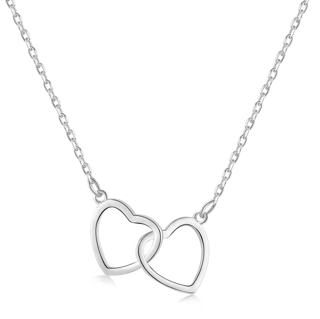 [⭐Corinne Jewelry]Sterling Silver Love Double Ring Necklace