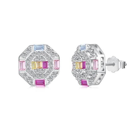 [⭐Corinne Jewelry]Ornate Colorful Octagon Shape Daily Earrings