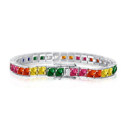 [⭐Corinne Jewelry]Radiant Colorful Princess Cut Tennis Bracelet