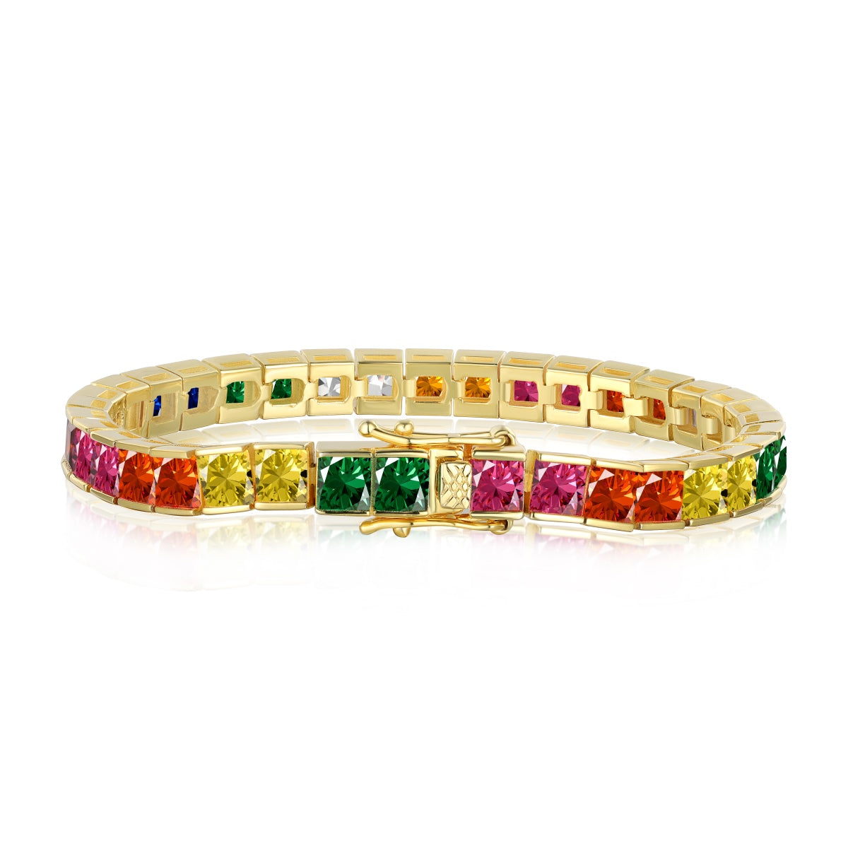 [⭐Corinne Jewelry]Radiant Colorful Princess Cut Tennis Bracelet