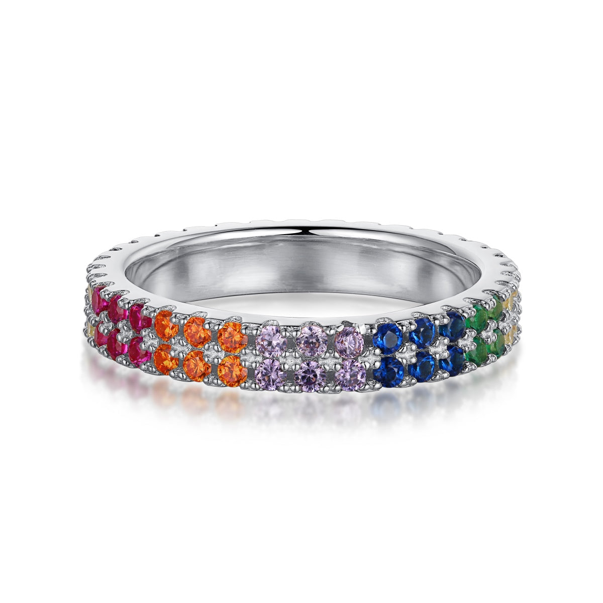 [⭐Corinne Jewelry]Unique Colorful Round Cut Tennis Ring