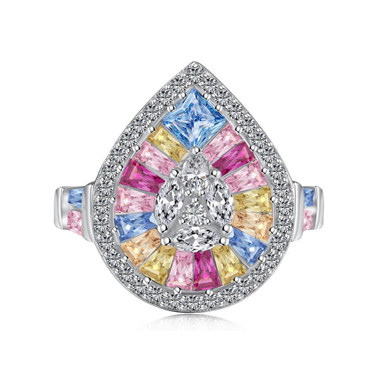 [⭐Corinne Jewelry]Elegant Colorful Water Drop Shape Banquet Ring