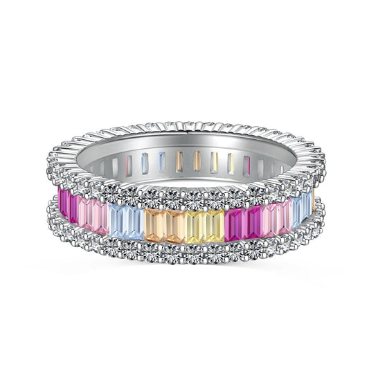 [⭐Corinne Jewelry]Dainty Kaleidoscopic Emerald Cut Daily Ring