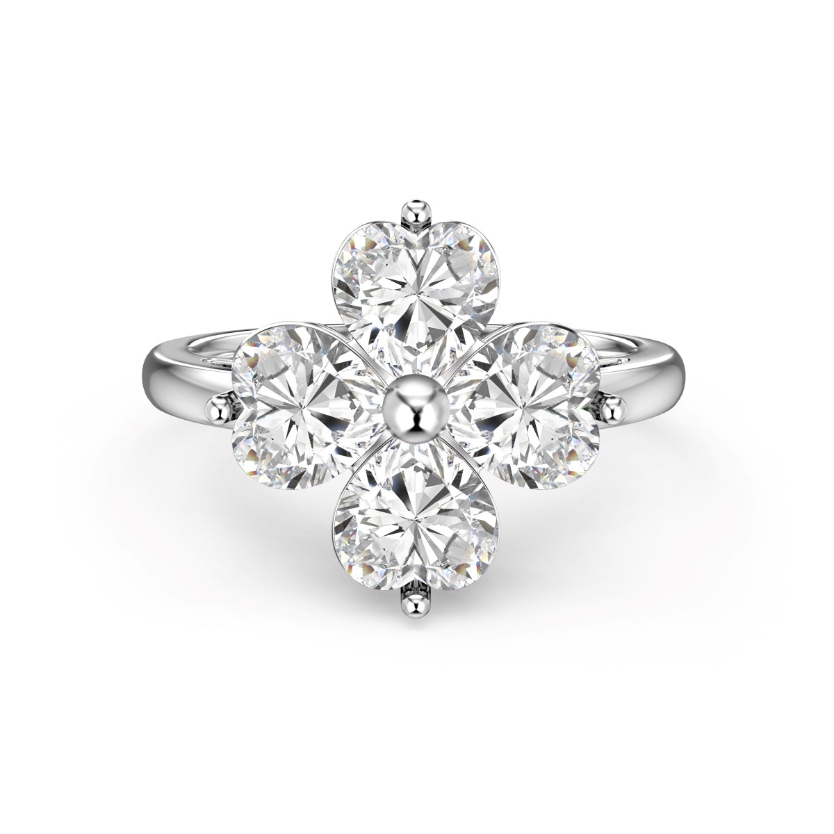 [⭐Corinne Jewelry]Heart-shaped Four-Leaf Clover Ball Ring