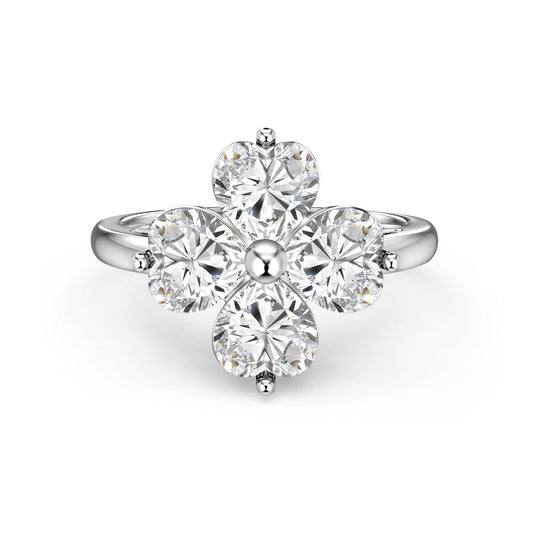 [⭐Corinne Jewelry]Heart-shaped Four-Leaf Clover Ball Ring