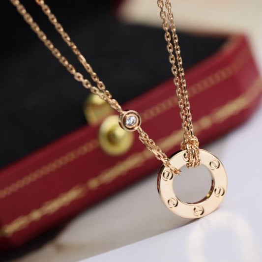 [⭐Corinne]LOVE NECKLACE ADJUSTABLE ROSE GOLD 2 DIAMOND