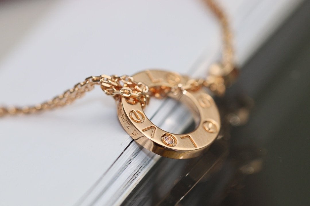 [⭐Corinne]LOVE NECKLACE ADJUSTABLE ROSE GOLD 2 DIAMOND