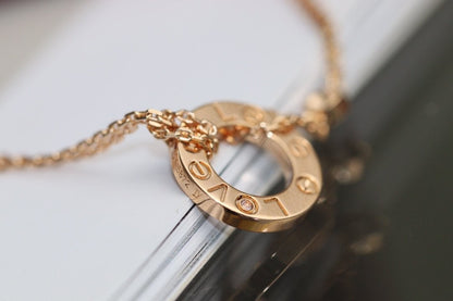 [⭐Corinne]LOVE NECKLACE ADJUSTABLE ROSE GOLD 2 DIAMOND