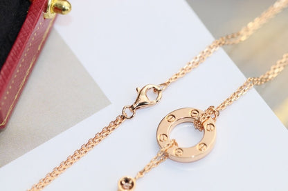 [⭐Corinne]LOVE NECKLACE ADJUSTABLE ROSE GOLD 2 DIAMOND