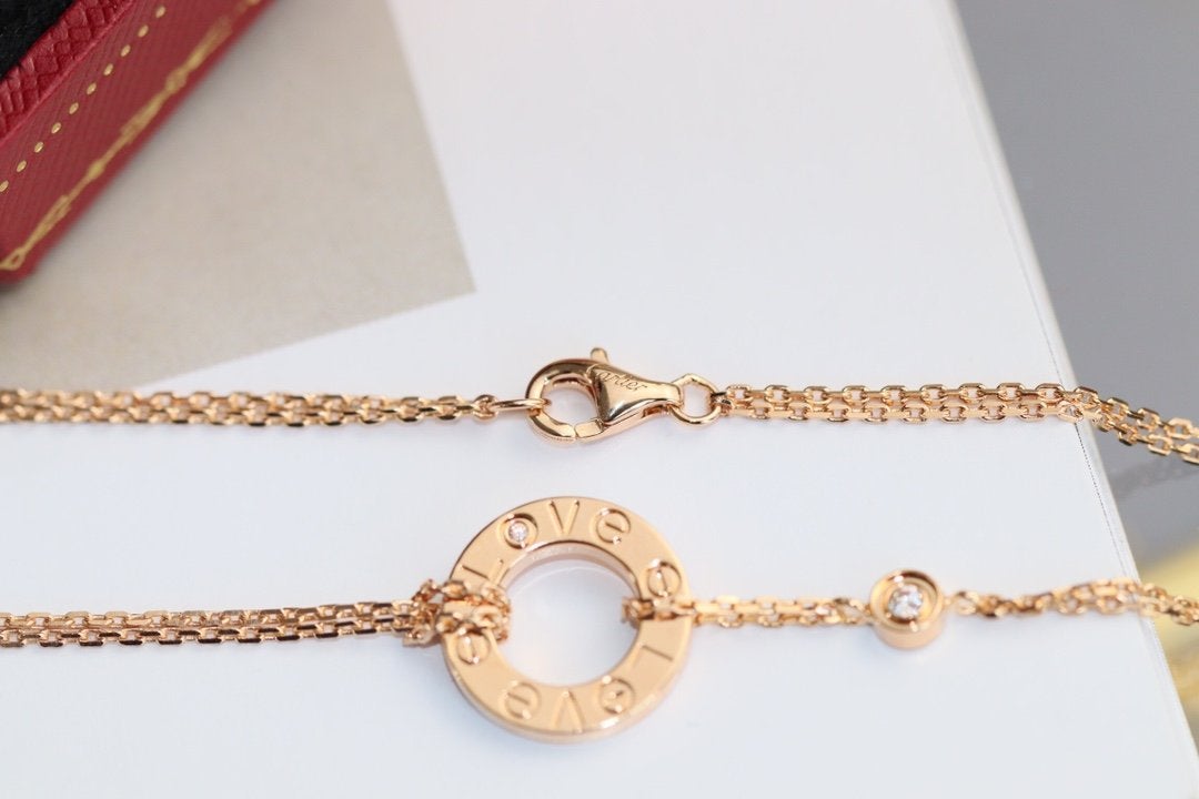 [⭐Corinne]LOVE NECKLACE ADJUSTABLE ROSE GOLD 2 DIAMOND