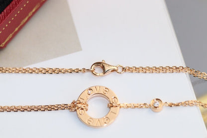 [⭐Corinne]LOVE NECKLACE ADJUSTABLE ROSE GOLD 2 DIAMOND