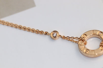 [⭐Corinne]LOVE NECKLACE ADJUSTABLE ROSE GOLD 2 DIAMOND