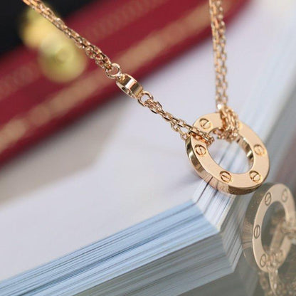 [⭐Corinne]LOVE NECKLACE ADJUSTABLE ROSE GOLD 2 DIAMOND