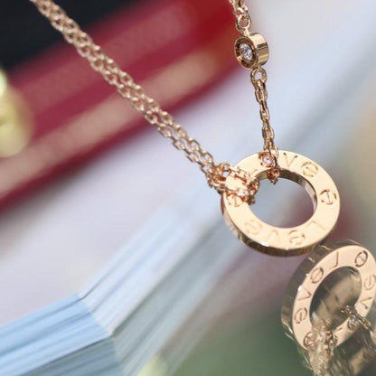 [⭐Corinne]LOVE NECKLACE ADJUSTABLE ROSE GOLD 2 DIAMOND