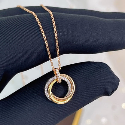 [⭐Corinne]TRINITY NECKLACE SILVER GOLD PINK GOLD DIAMONDS