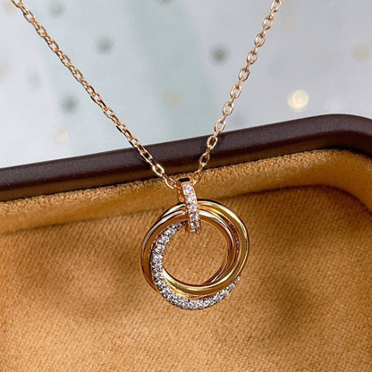 [⭐Corinne]TRINITY NECKLACE SILVER GOLD PINK GOLD DIAMONDS